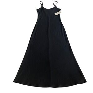 A New Day Womens Black Ribbed Midi Dress Adjustable Straps Size S NWT